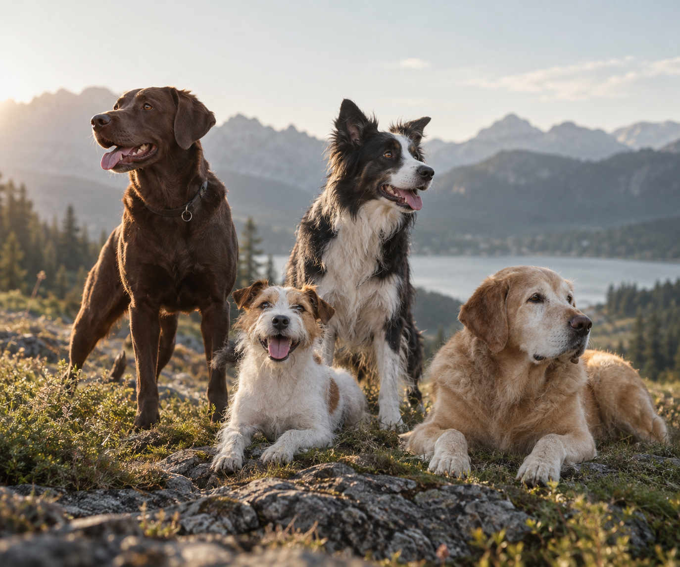 Dogs with different lifestyles and life stages